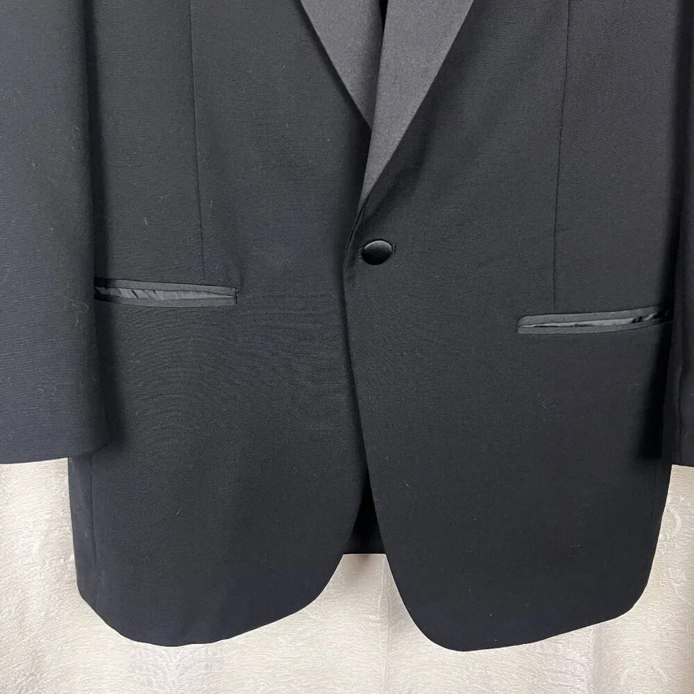 Pierre Balmain 40L tuxedo suit jacket wool 1-button blazer satin lapels formal